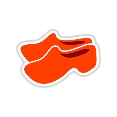 Kağıt etiket üzerinde beyaz arka plan tahta ayakkabı