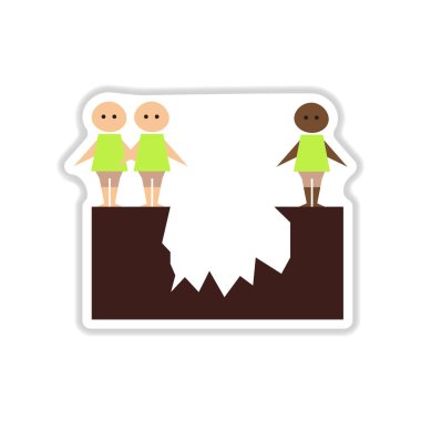 Beyaz arka plan insanlar uçurum bulunan kağıt etiket