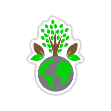 Beyaz arka plan toprak bitkiler üzerinde kağıt etiket