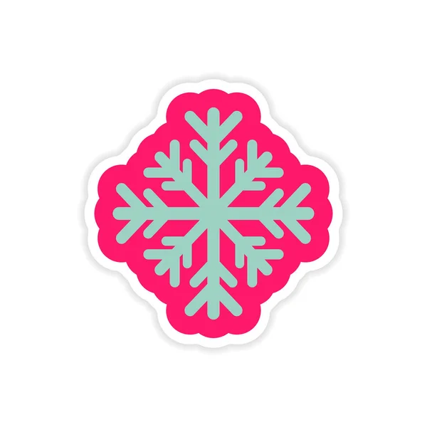 Autocollant papier sur fond blanc Flocon de neige de Noël — Image vectorielle