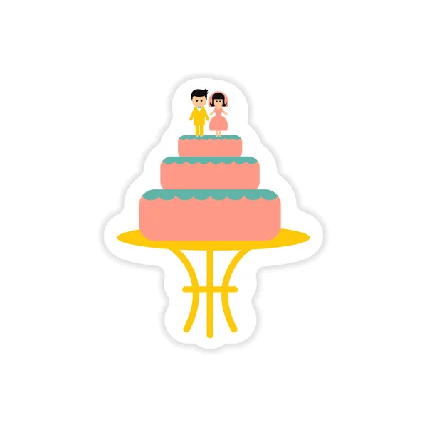 paper sticker on white background wedding cake