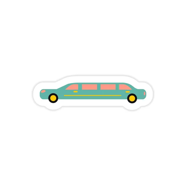 Paper sticker on white background wedding limousine — Stock Vector