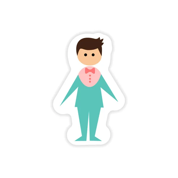 Paper sticker on white background groom suit — Stock Vector