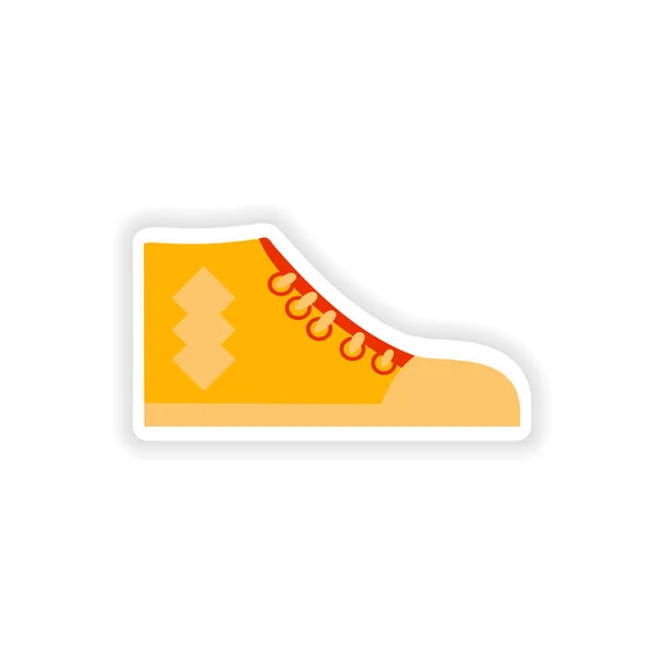 Stylish paper sticker on white background gumshoes — Stock Vector
