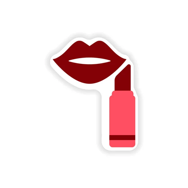 Stylish paper sticker on white background lipstick — Stock Vector