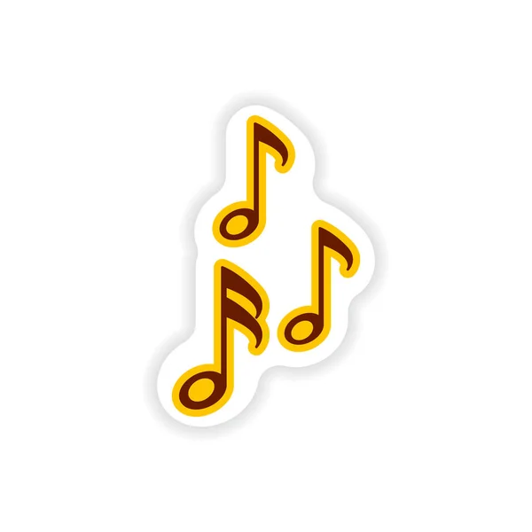 Snygga papper klistermärke på vit bakgrund musiknoter — Stock vektor