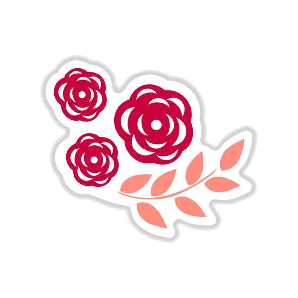 Autocollant papier sur fond blanc branche rose — Image vectorielle