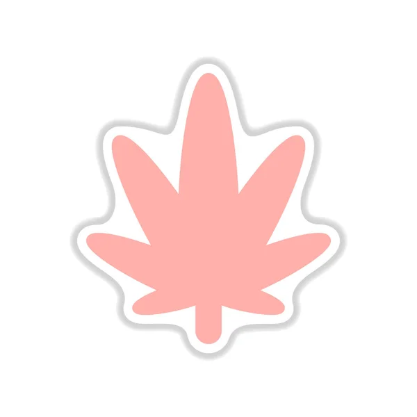 Pegatina de papel sobre fondo blanco cannabis — Vector de stock