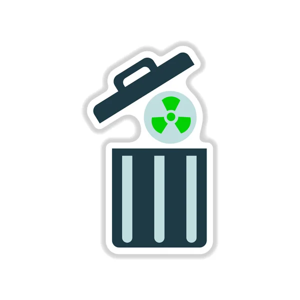 Paper sticker on white background radioactive waste — Stock Vector