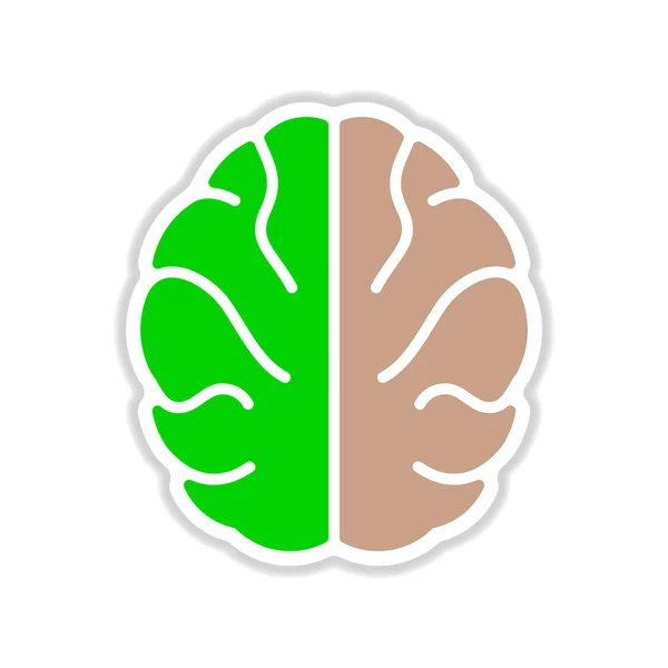 Pegatina de papel sobre fondo blanco cerebro humano — Vector de stock