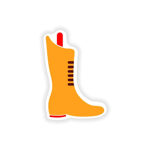 Stylish paper sticker on white background boots — Stock Vector