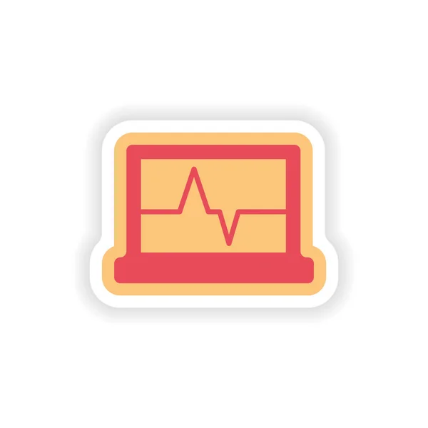 Papper klistermärke på vit bakgrund EKG-maskin — Stock vektor