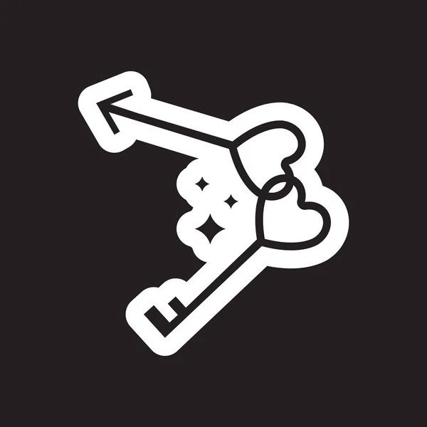 Lapos ikon-ban fekete-fehér stílus kulcsok szív — Stock Vector