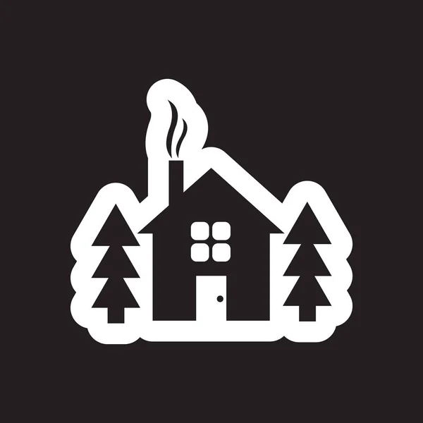 Flat icon in black and white style house forest — Stock Vector
