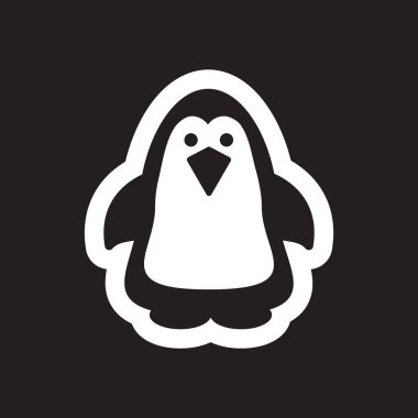 Siyah ve beyaz stil penguen düz simgesi