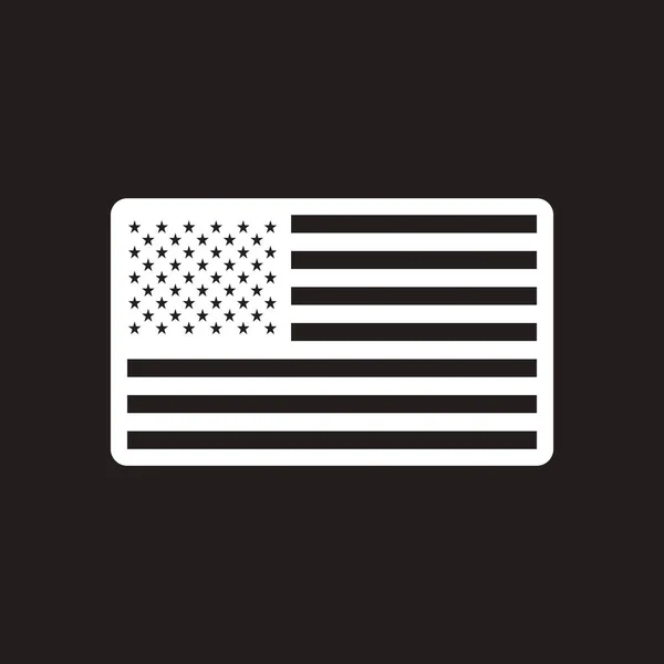 Elegante icono blanco y negro bandera americana — Vector de stock