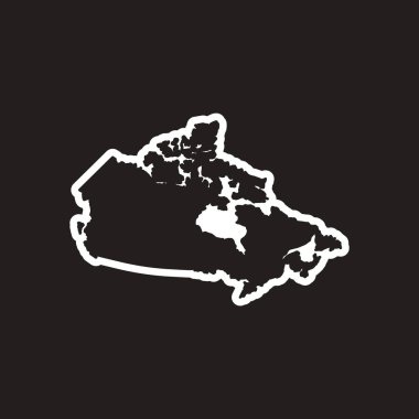 Kanada Haritası şık siyah-beyaz simgesi