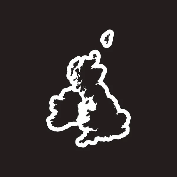 Elegante mapa de ícone preto e branco de Grã-Bretanha — Vetor de Stock