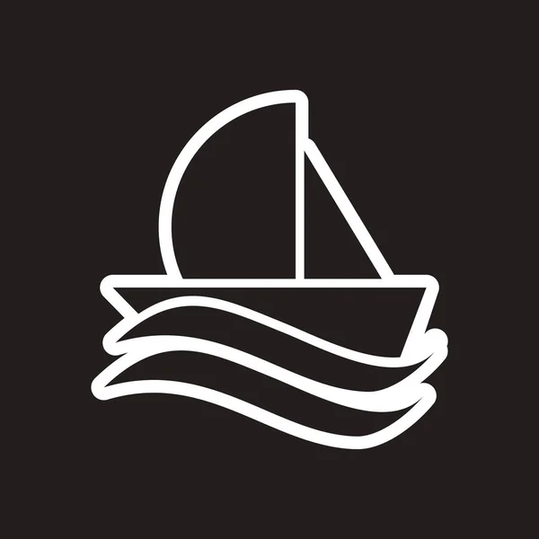 Ícone elegante preto e branco navegando em ondas —  Vetores de Stock
