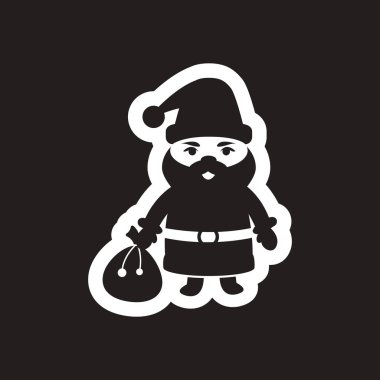 Siyah ve beyaz Noel Baba'ya düz simgesi