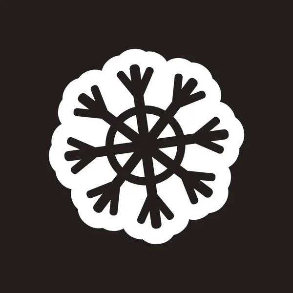 Flat icon in black and white snowflake — Stock Vector