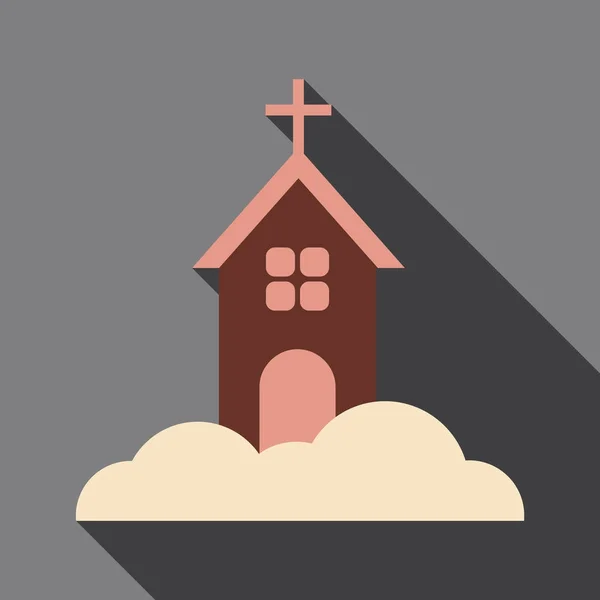 Icono plano con iglesia sombra — Vector de stock
