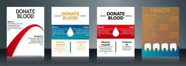 Tıp ve sağlık kavramı için şık el ilanları, şablonlar veya afiş koleksiyonu.