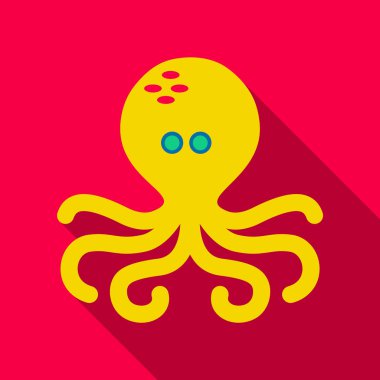 Logolar, etiket ve amblem ile beyaz siluet ahtapot için şablon. Vektör çizim. Gölge