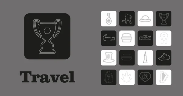 Travel line Icons für Web und Mobile. Thin-Line-Symbole. auf grauem Hintergrund — Stockvektor
