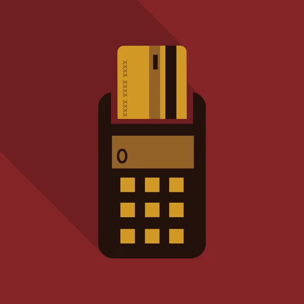 Pos-Terminal mit eingesteckter Kreditkarte und ausgedrucktem Beleg. modernes flaches Designelement. eps10-Vektor. — Stockvektor