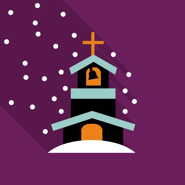 Kerk Icon Vector geïsoleerd op sneeuw backgraund — Stockvector