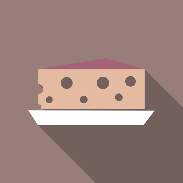 Кусок сыра на тарелке с тенью — стоковый вектор