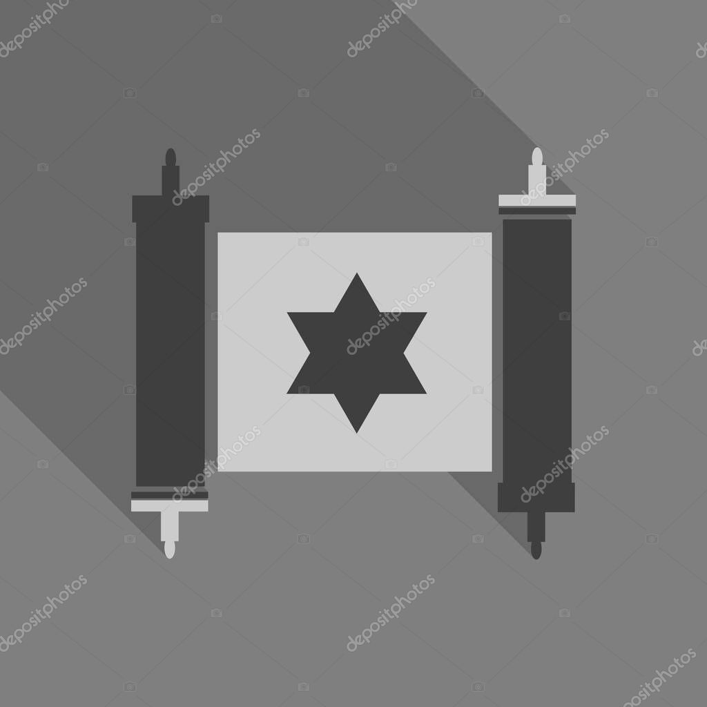 Torah scroll icon in flat style. Jewish Torah in expanded form. Flat