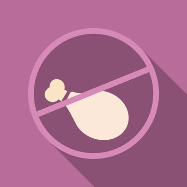 Tavuk kes. Hayvan et yasak. Çarpı işareti-tavuk budu.