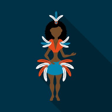 Brezilya samba dansçılar. Festival kostüm giyen vektör karnaval Kızlar dans.