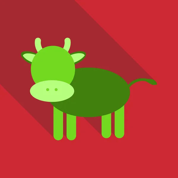 牛的向量平的样式例证。在颜色背景上隔离。web 图标. — 图库矢量图片