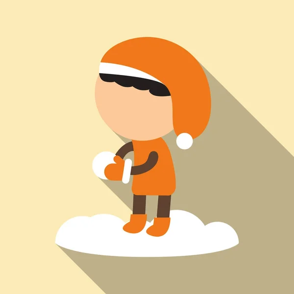 Plochý ikonu s holkou stínu hraje sněhové koule — Stockový vektor