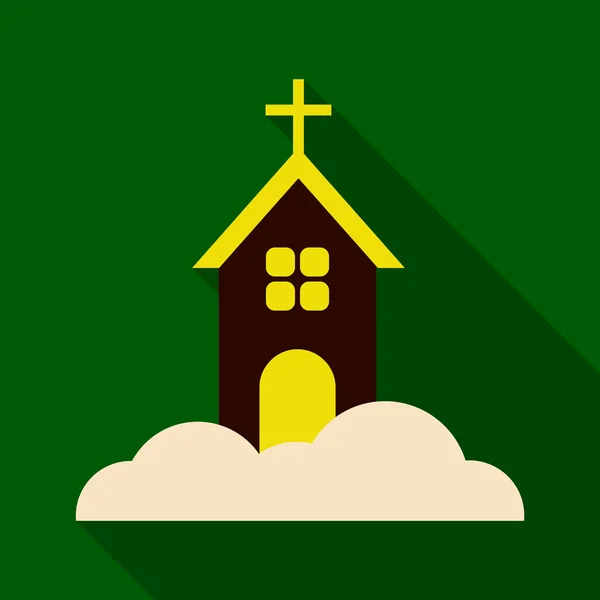 Platte pictogram met schaduw kerk — Stockvector