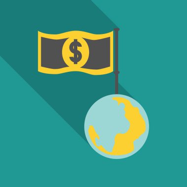 Dünya bayrak vektör simgesi ile. Web tasarım, grafik sembolü logo. Beyaz bir arka plan üzerinde izole işareti.