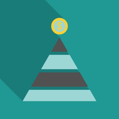 Düz üst sikke piramit. Sistem getirmek ve iş vektör çizim için para vermek. Mali piramit