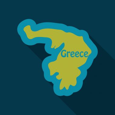 Yunanistan Haritası gölge ile düz tarzında