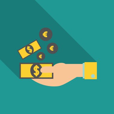 ödeme el para simgesi gölge ile düz tarzında