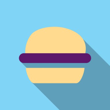 Hamburger kutsal kişilerin resmi içinde uzun gölge ile düz stil