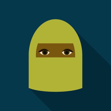 güzel yüzünü Arap Müslüman kadının, vektör çizim