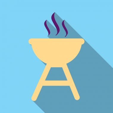 Barbekü partisi banner ızgara üzerinde arka izole ateşle