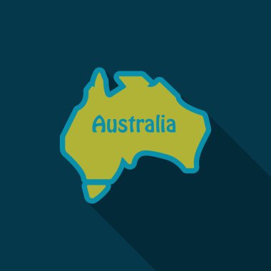 Avustralya - Ausytralia son derece detaylı Haritası gölge ile düz tarzında