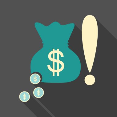 Altın sikke ile büyük para çantası. Vektör çizim gölge ile