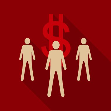 Businessmans gölge ile düz stilde parası.