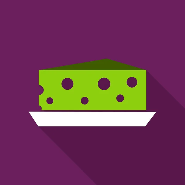 Morceau de fromage sur l'assiette avec ombre — Image vectorielle