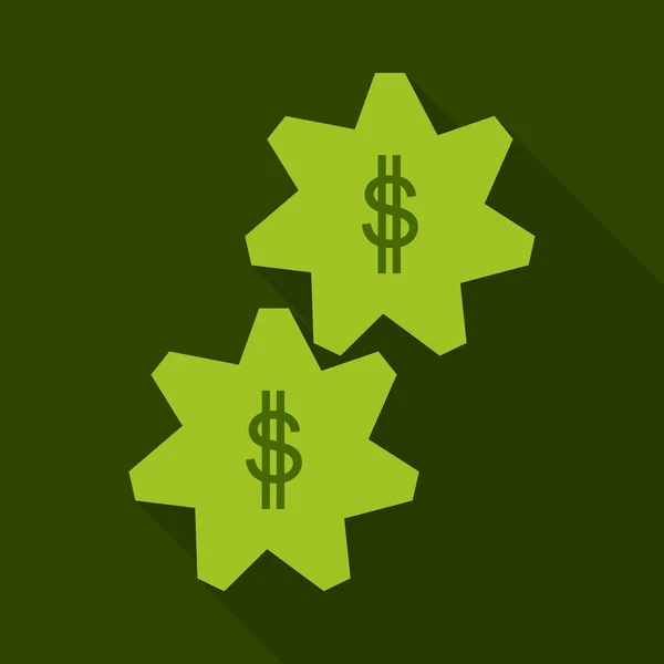 Twee vistuig met dollar in, teken eenvoudige pictogram op achtergrond met schaduw — Stockvector
